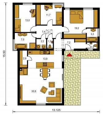 Image miroir | Plan de sol du rez-de-chaussée - ARKADA 11